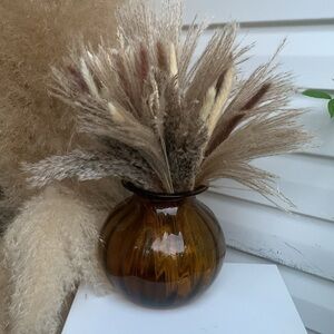 Vase amber‎ glass brown bohemian traditional fall neutral home decor